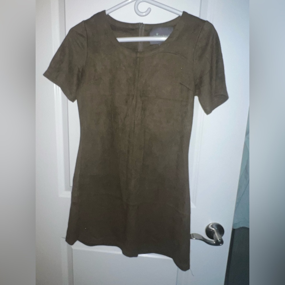 Paper Crane Olive Suede Dress